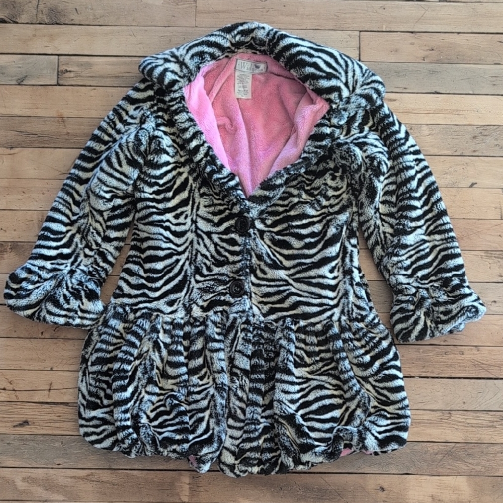 Stylish Zebra Print Kids Jacket with Pink Lining